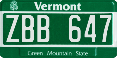 VT license plate ZBB647