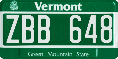 VT license plate ZBB648