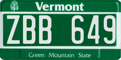 VT license plate ZBB649