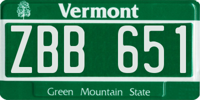VT license plate ZBB651