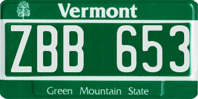 VT license plate ZBB653