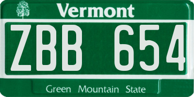 VT license plate ZBB654