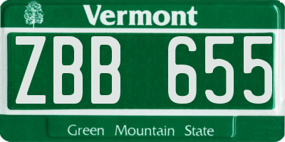 VT license plate ZBB655