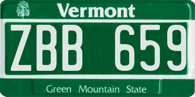 VT license plate ZBB659