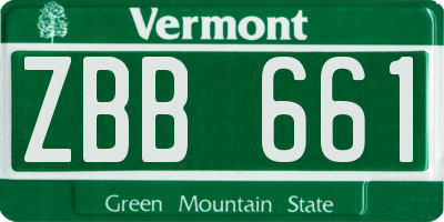 VT license plate ZBB661