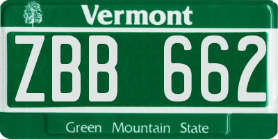 VT license plate ZBB662
