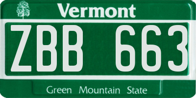 VT license plate ZBB663