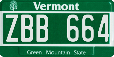 VT license plate ZBB664