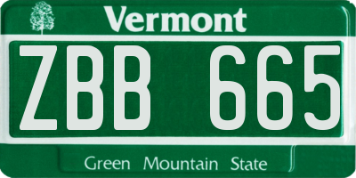 VT license plate ZBB665