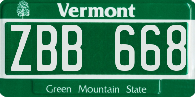 VT license plate ZBB668