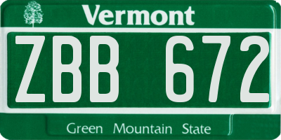 VT license plate ZBB672