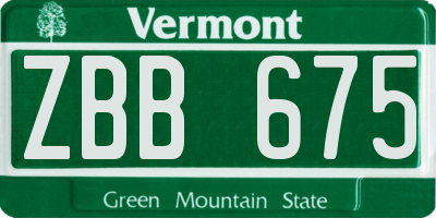 VT license plate ZBB675
