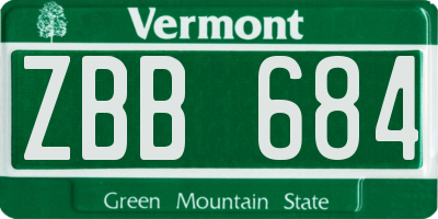 VT license plate ZBB684
