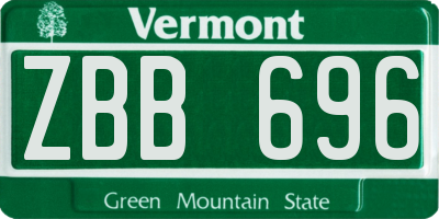 VT license plate ZBB696