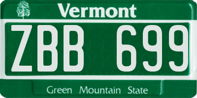 VT license plate ZBB699