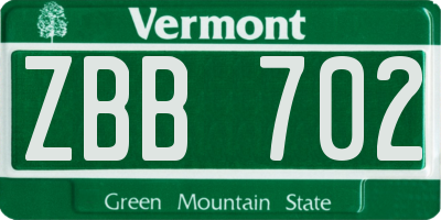 VT license plate ZBB702