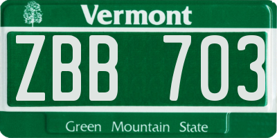 VT license plate ZBB703