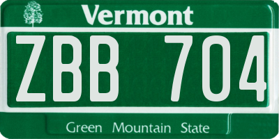VT license plate ZBB704
