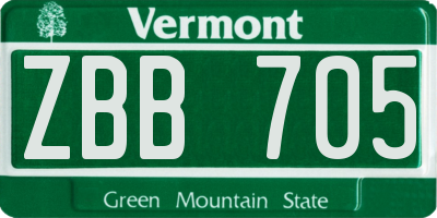 VT license plate ZBB705
