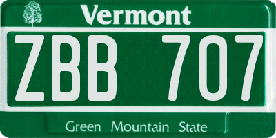 VT license plate ZBB707