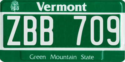 VT license plate ZBB709