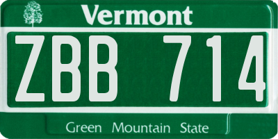 VT license plate ZBB714