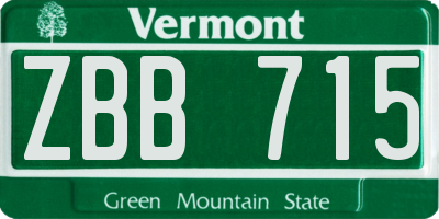 VT license plate ZBB715