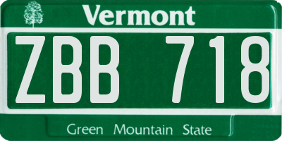 VT license plate ZBB718