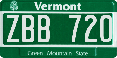 VT license plate ZBB720