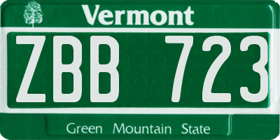 VT license plate ZBB723