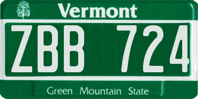 VT license plate ZBB724