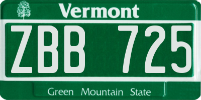 VT license plate ZBB725