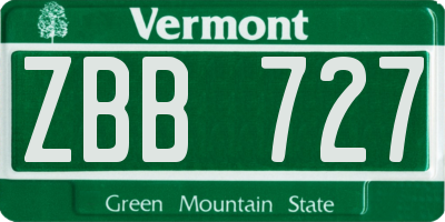 VT license plate ZBB727