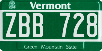 VT license plate ZBB728