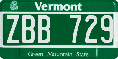 VT license plate ZBB729