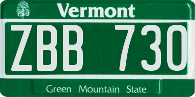 VT license plate ZBB730