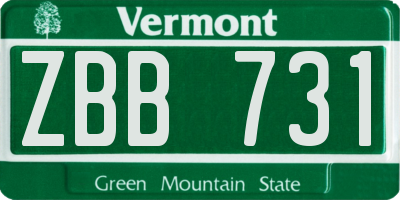 VT license plate ZBB731
