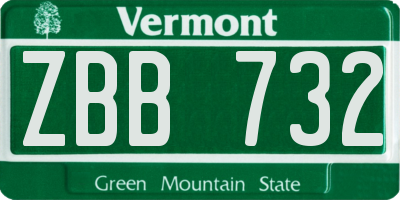VT license plate ZBB732