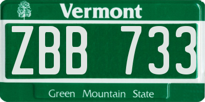 VT license plate ZBB733
