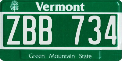 VT license plate ZBB734