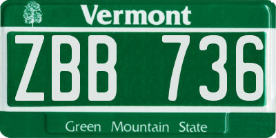 VT license plate ZBB736