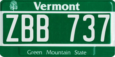 VT license plate ZBB737