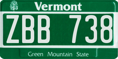 VT license plate ZBB738