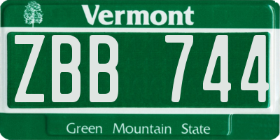 VT license plate ZBB744