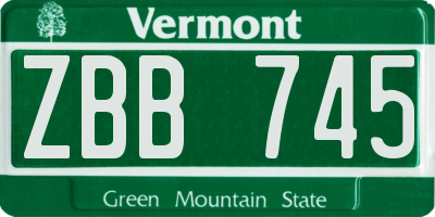 VT license plate ZBB745