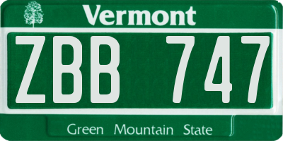 VT license plate ZBB747