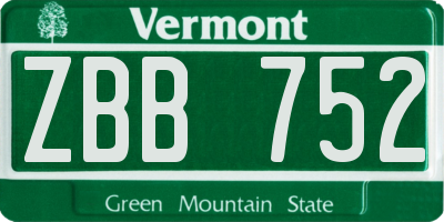 VT license plate ZBB752