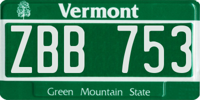 VT license plate ZBB753