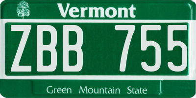 VT license plate ZBB755
