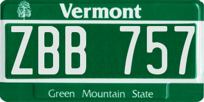 VT license plate ZBB757